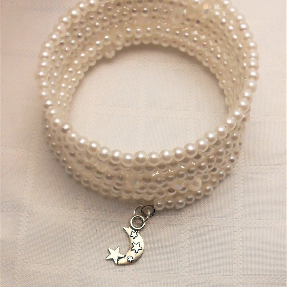 Handmade jewelry set with memory wire bracelets and earrings